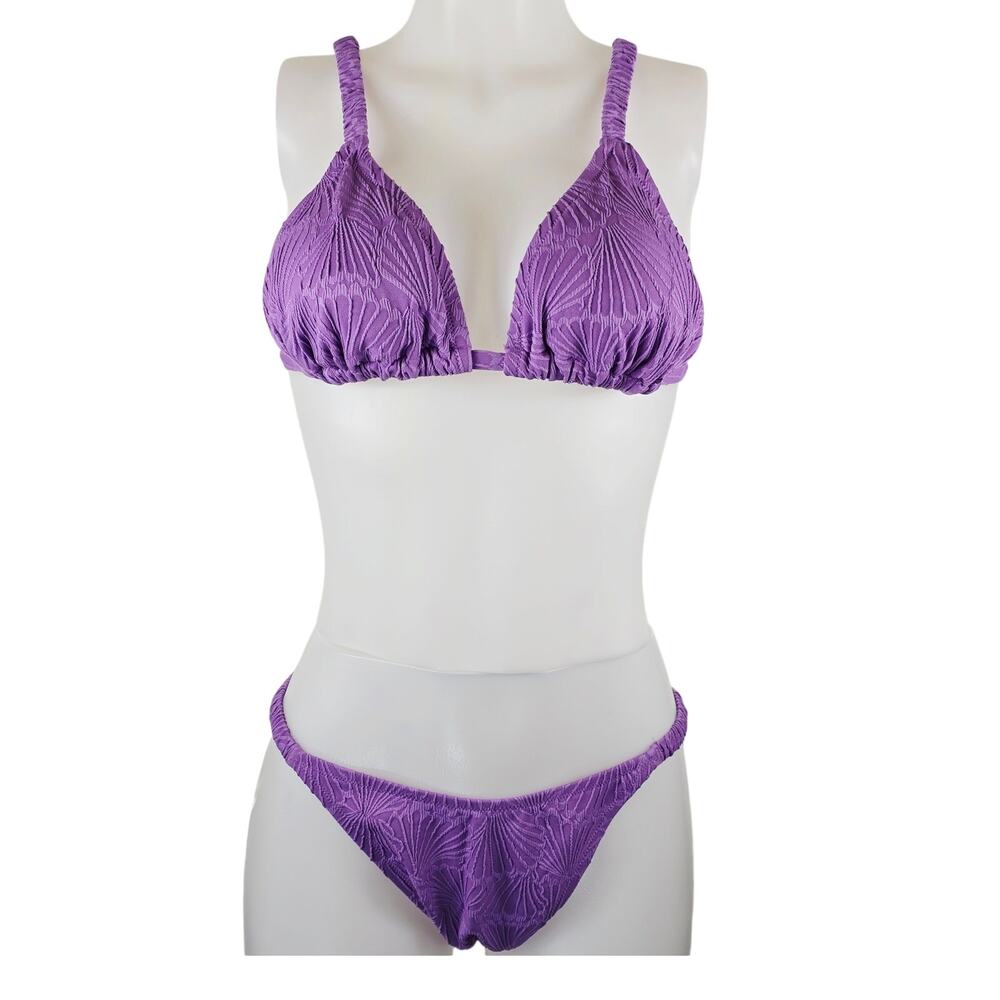 Victoria Secret Pink Lavender Embossed Shells Bikini Set Poolside Women's XL